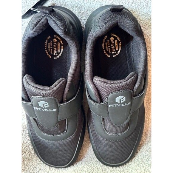 Fitville Mens Marca Black Knit Orthopedic Diabetic Walking Shoes 10 EW Wide NWT - Picture 8 of 12